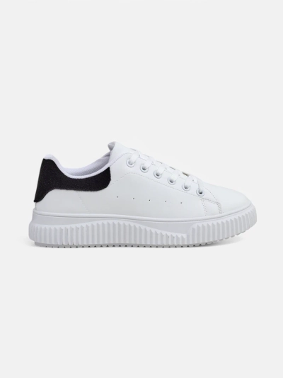 Callista Damen-Plateausneakers aus Öko-Leder, wei	-schwarz