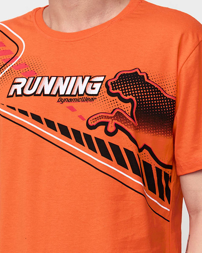 Herren-T-Shirt mit orangefarbenem Aufdruck - Kleidung
