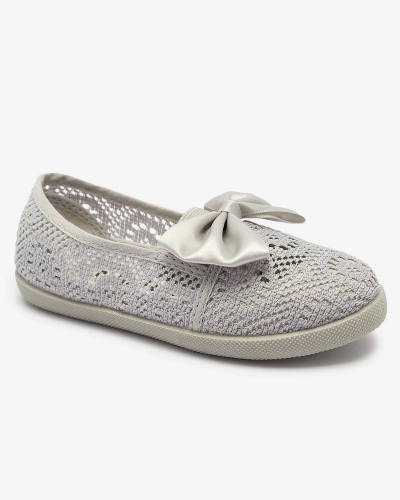 Graue Slipper für Mädchen mit Schleife Sweet Time - Footwear