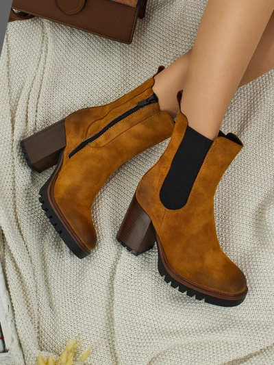 Damen Stiefeletten Soreya aus Wildlederimitat mit Blockabsatz