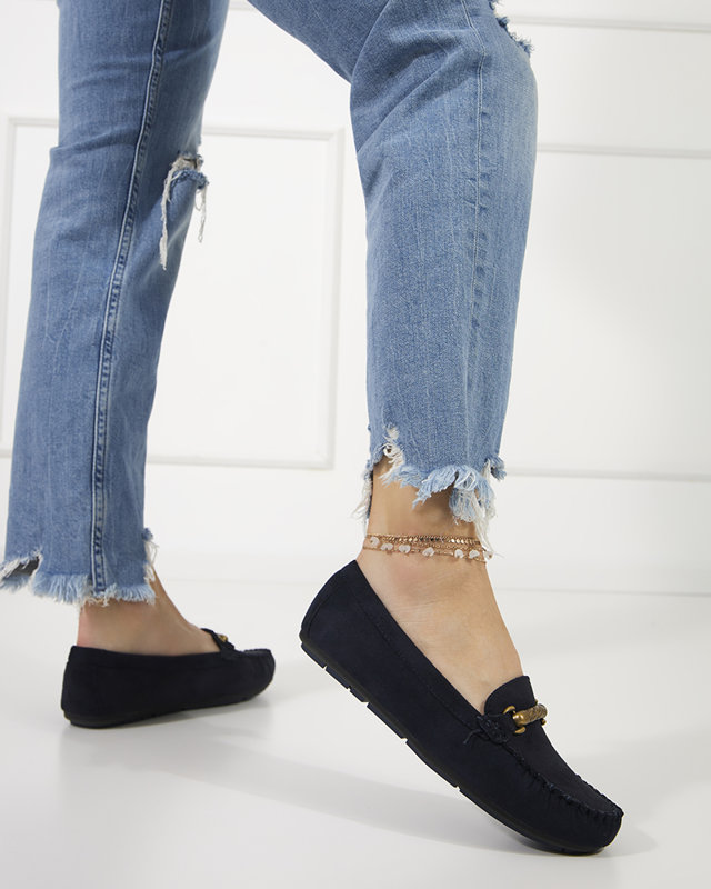 Marineblauer Damenmokassin mit Seriti-Ornament - Schuhe