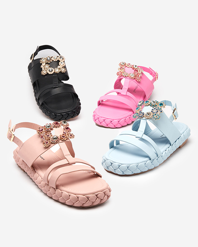 Hellrosa Damensandalen mit dekorativer Govy-Schnalle - Footwear