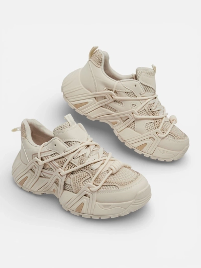 Aurora Beige Synthetische Sportliche Damen-Sneakers für den Sommer