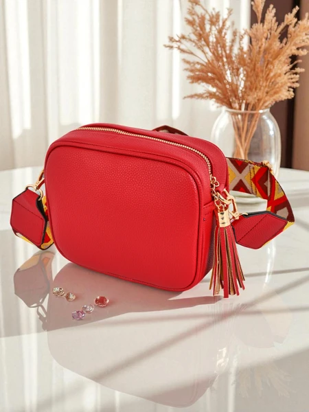 Royalfashion Kleine Damenhandtasche aus Öko-Leder mit buntem Riemen Kovi Lace