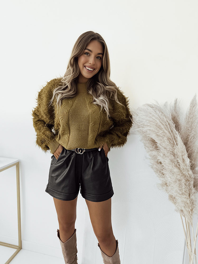 Royalfashion Mustard flauschiger Damenpullover