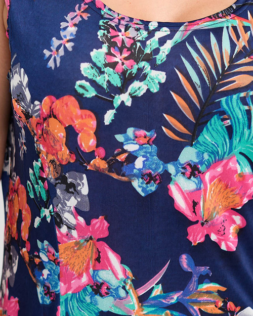 Жіноче темно-синє плаття в квіточку - Одяг