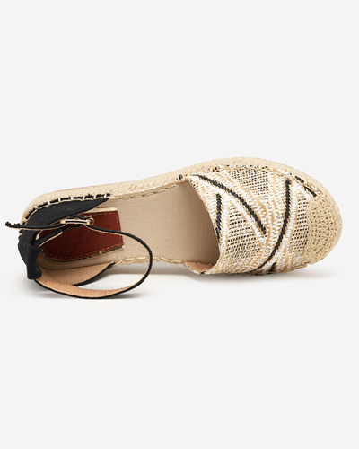 OUTLET Gemusterte beige Damen-Espadrilles auf der Zebrii-Plattform - Schuhe