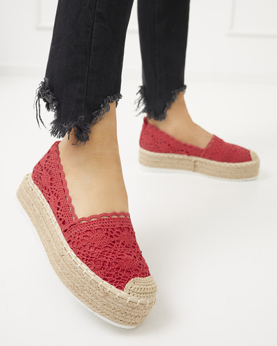 Rote Damen-Espadrilles mit Lochmuster auf Plateau Ezerra - Footwear