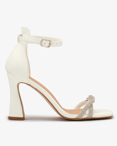 Royalfashion White Women's Sparkle Step Sandals with Zircons