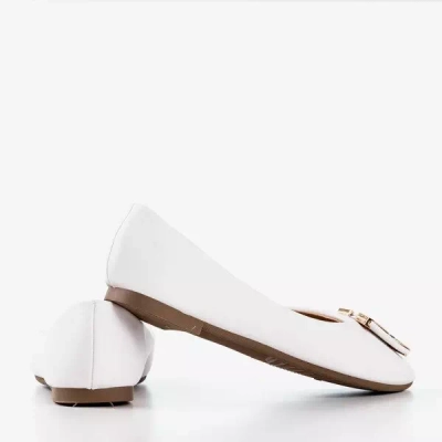 OUTLET Weiße Damenballerinas mit Ornament an der Spitze Rionach - Schuhe