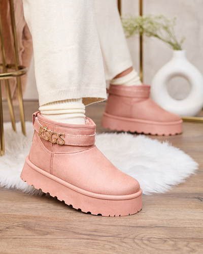 Royalfashion Hellbraune Damenschuhe a'la Schneestiefel mit Ornament Parisela