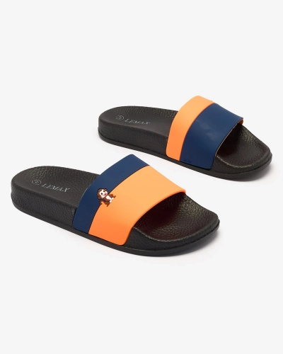 Royalfashion Orange und marineblaue Damen-Gummi-Flip-Flops Lierigs