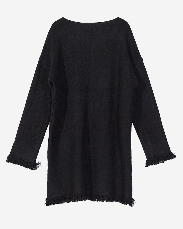 Schwarzer Damen-Pullover mit Fransen - Kleidung