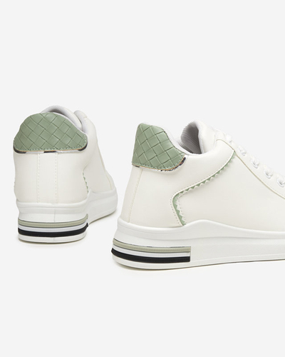 OUTLET Weiße und grüne Damen-Sneaker mit verstecktem Uksy-Keil - Schuhe