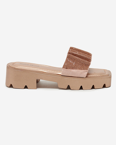 Goldene Damenhausschuhe mit Zirkonia Emkoy - Schuhe