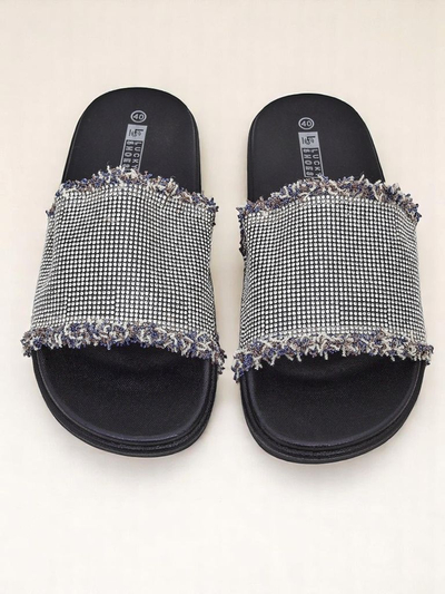 Royalfashion Damen Pantoletten mit flacher Sohle SparkleWalk