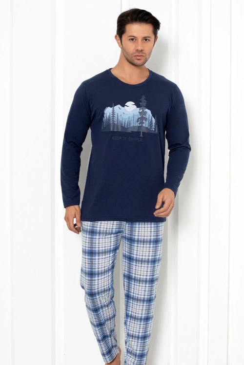 Royalfashion Чоловічі котонові піжами в клітинку