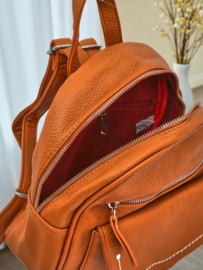 Eleganter Damenrucksack Calista Camel Öko-Leder Królewska Moda
