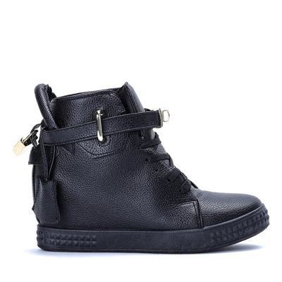 Schwarze Turnschuhe auf einem Denney-Indoor-Keil - Schuhe 1