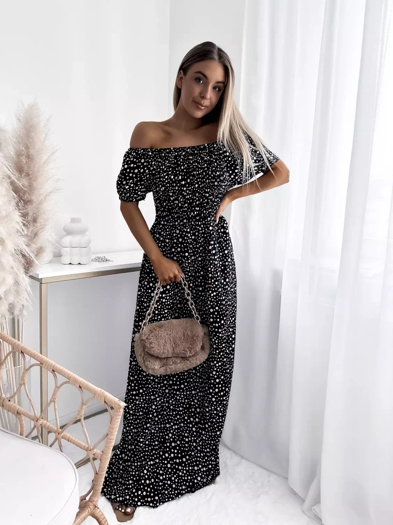 Schwarzes Damen Maxikleid aus Erbsen- Kleidung