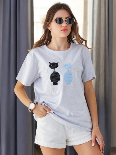 Royalfashion Baumwoll-T-Shirt für Frauen mit Kätzchen