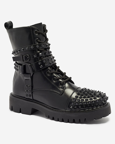 Schwarze Damenstiefel mit Nieten Fioppo - Schuhe