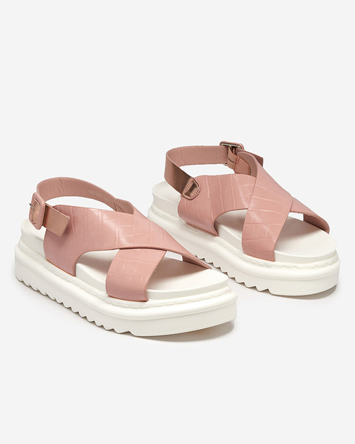 Рожеві жіночі босоніжки на платформі з тисненням Ewerika - Взуття