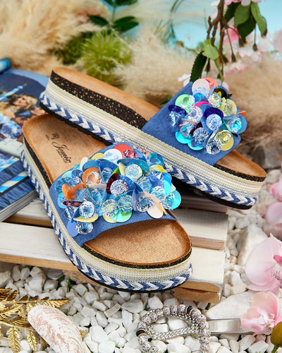 Royalfashion Damen Loassa Strass-Flip-Flops