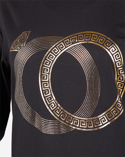 Schwarze Damentunika mit Golddruck - Kleidung