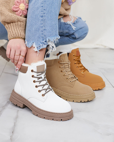 Royalfashion Weiße isolierte Damen Trapper-Stiefel Radoras