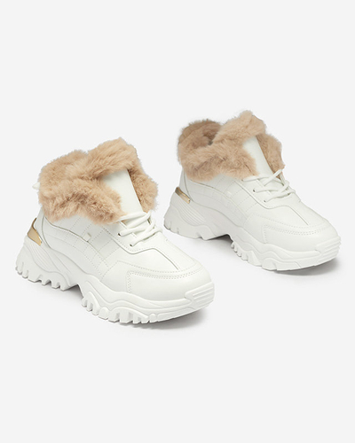 Sportliche weiße Damenschuhe mit Fell Flixi - Schuhe