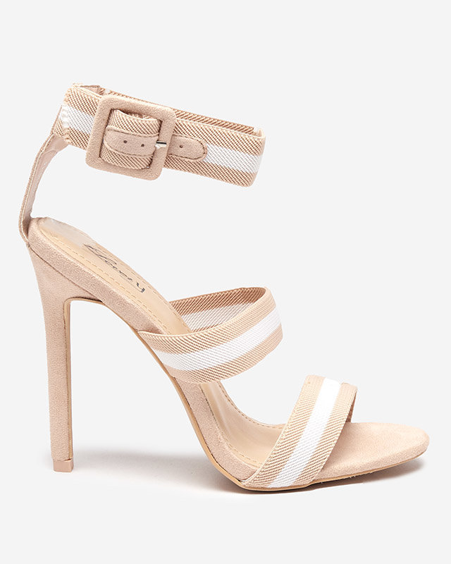 Beige Damensandalen auf Miso-Shoes mit hohem Absatz