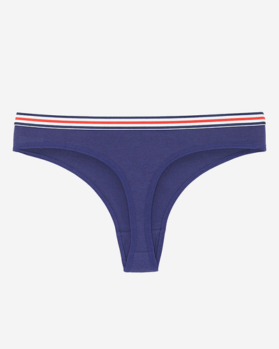 Темно-сині жіночі трусики з принтом