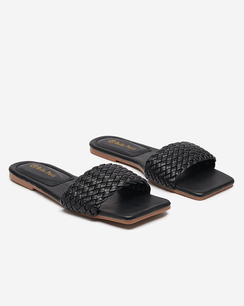 Жіночі чорні тапочки з плетеним поясом Netyka - Взуття