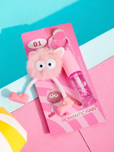 Lipgloss für Kinder mit einem flauschigen Monster Hellrosa