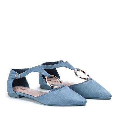Blaue Ballerinas mit Laurita Golddekor - Schuhe