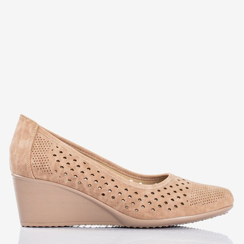 Коричневі танкетки на ажурній обробці Polia - Взуття