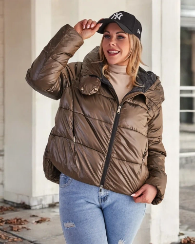 Жіноча коротка куртка Royalfashion в коричневому кольорі