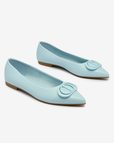 Royalfashion Blaue Damen-Ballerinas mit spitzer Spitze und Verzierung auf der Nase Manixy