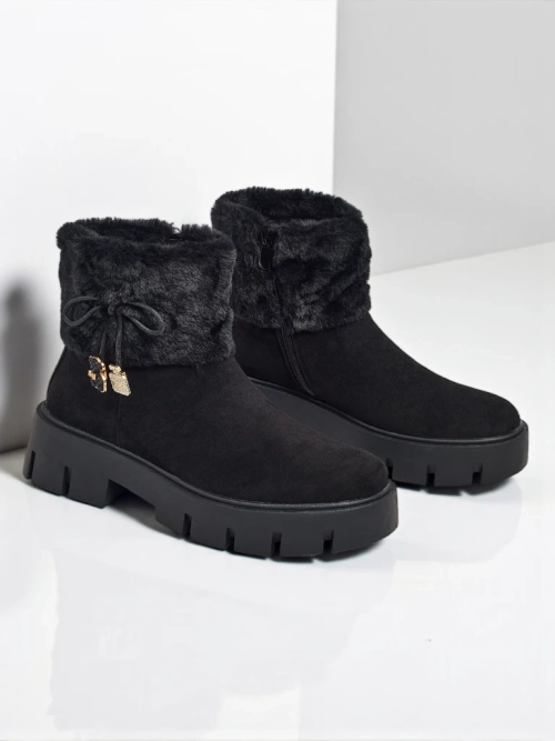 Високі жіночі ботильйони еко замшеві з хутром Vernaya