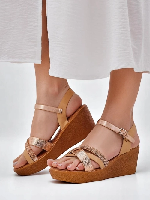 Royalfashion Жіночі в'язкові сандалії з рыцями та блискітками Glittera