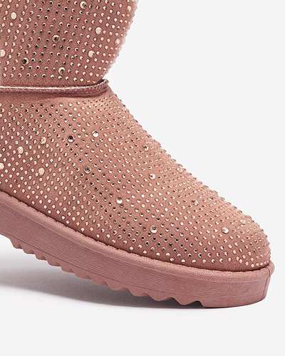 Dunkelrosa Damen-Schneestiefel mit Zirkonia Rudis - Schuhe