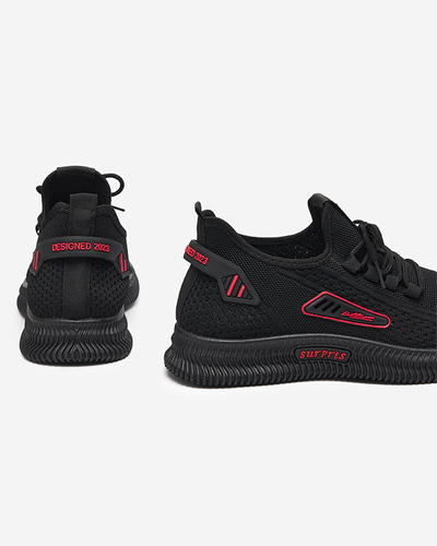 Schwarze Schnürsneaker für Herren mit roten Einsätzen von Rijakis - Footwear