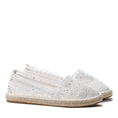 Białe, koronkowe espadryle- Obuwie