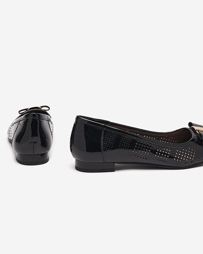 Schwarze durchbrochene Ballerinas für Damen mit Schleife Rumac - Schuhe