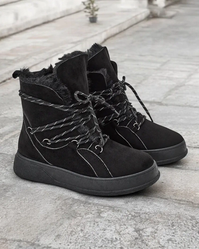 Royalfashion Damen Schnürschnee Stiefel Mommer