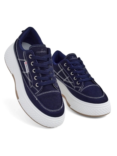 Callista Damen-Sneakers mit marineblauer Stoffplateau für Frühling und Sommer