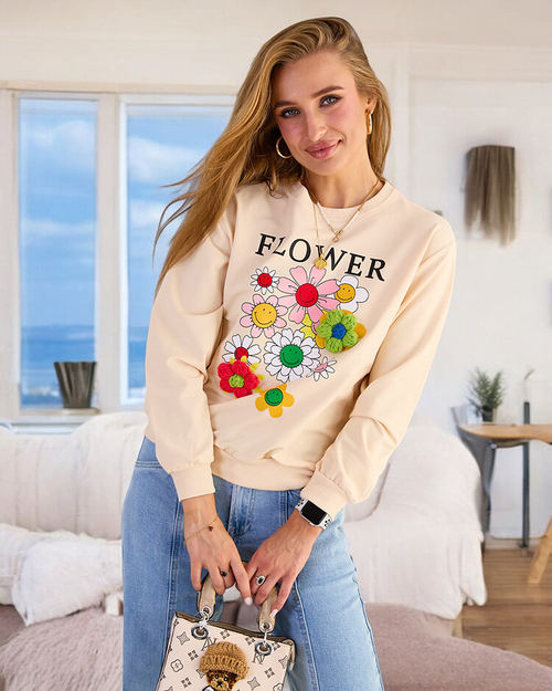 Жіночий бавовняний світшот з тонким принтом Royalfashion