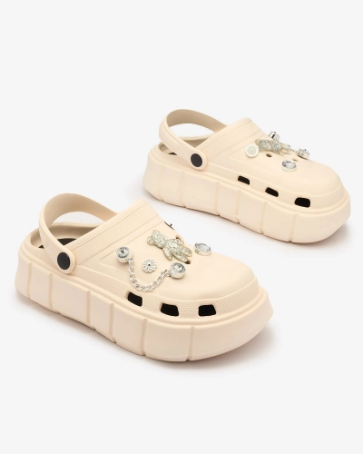 Royalfashion Creme Damen Flip-Flops aus Gummi Kooranza