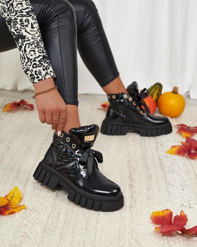 Royalfashion Gesteppte schwarze Damenstiefel von Alefro